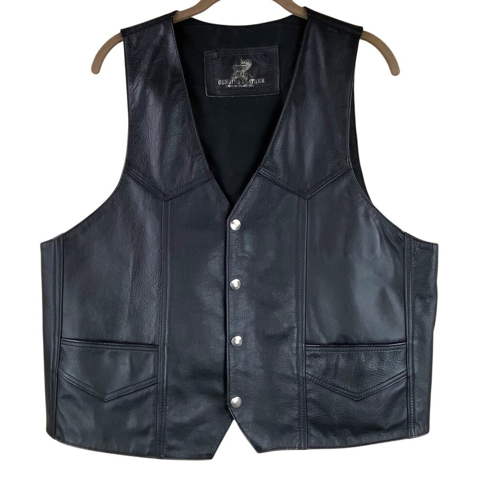 Genuine Leather Vest Size L Biker Motorcycle Western